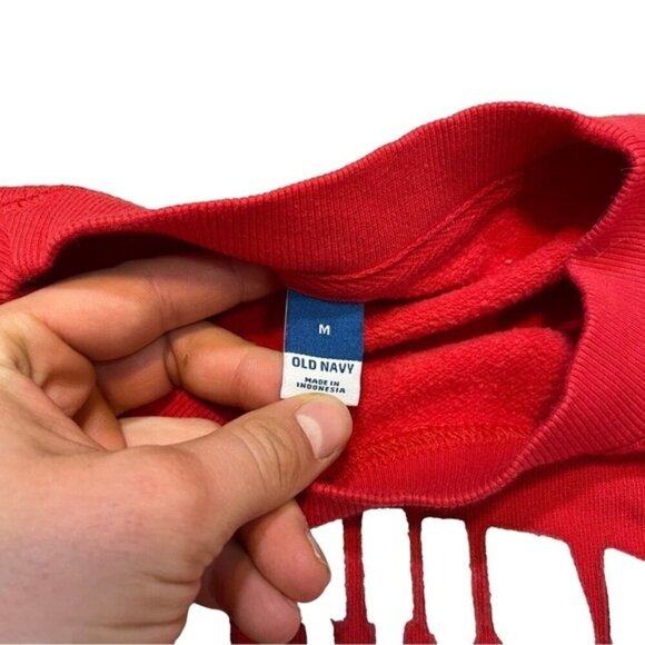 Old Navy Good Vibes Red Cropped Crewneck Medium - Picture 5 of 5